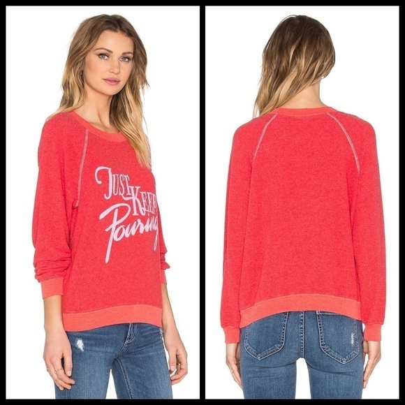 💕WILDFOX💕 Red Just Keep Pouring Kim's Sweatshirt - Picture 2 of 8
